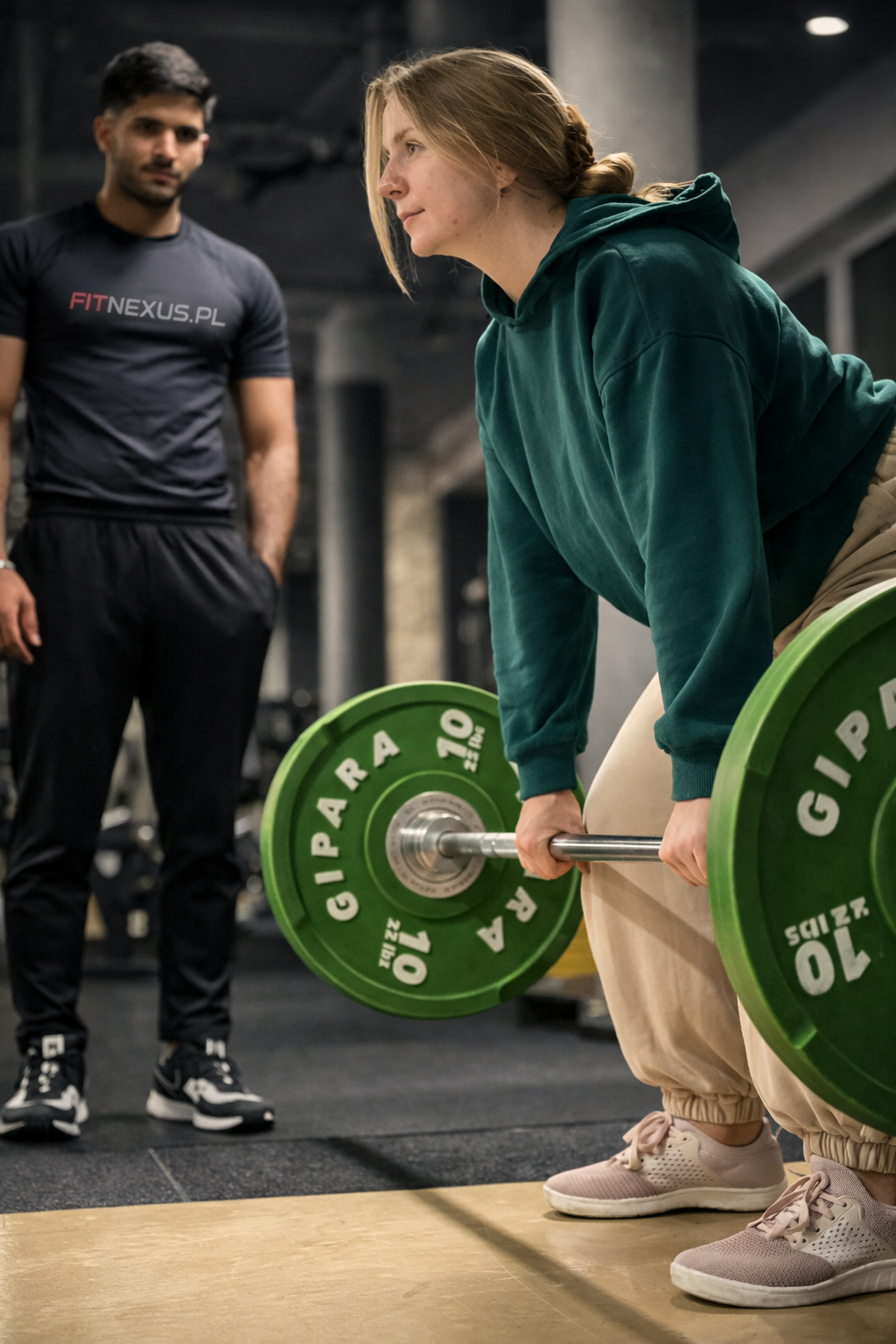 Working with client doing weight lifting